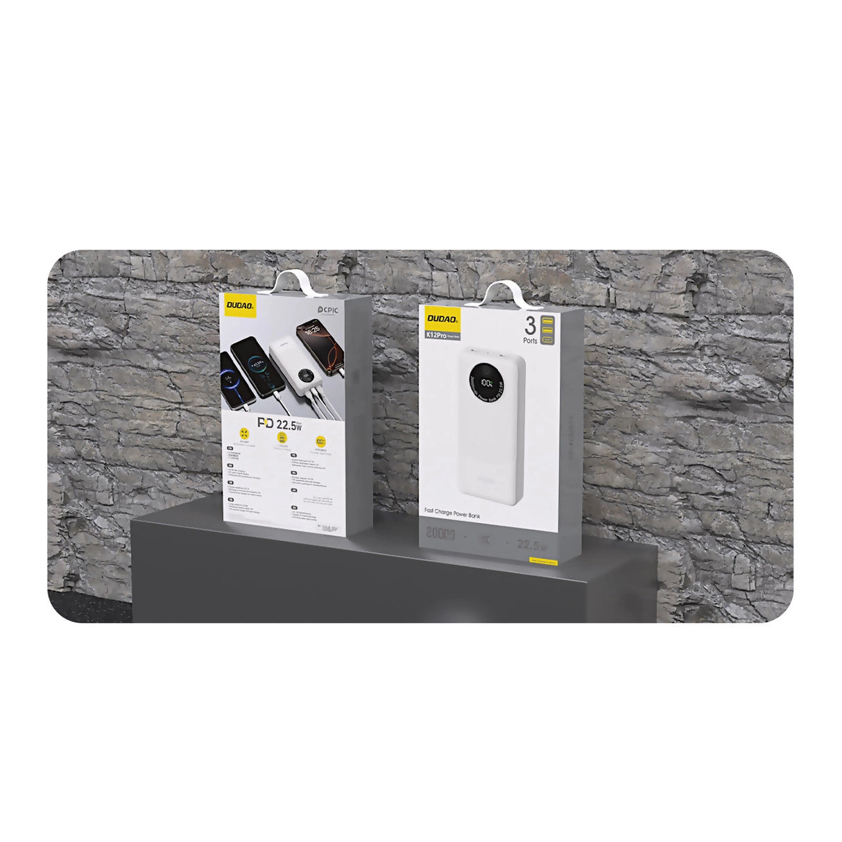 Powerbank Dudao K12Pro 22.5W PD 20000mAh USB-A, USB-C - hvid