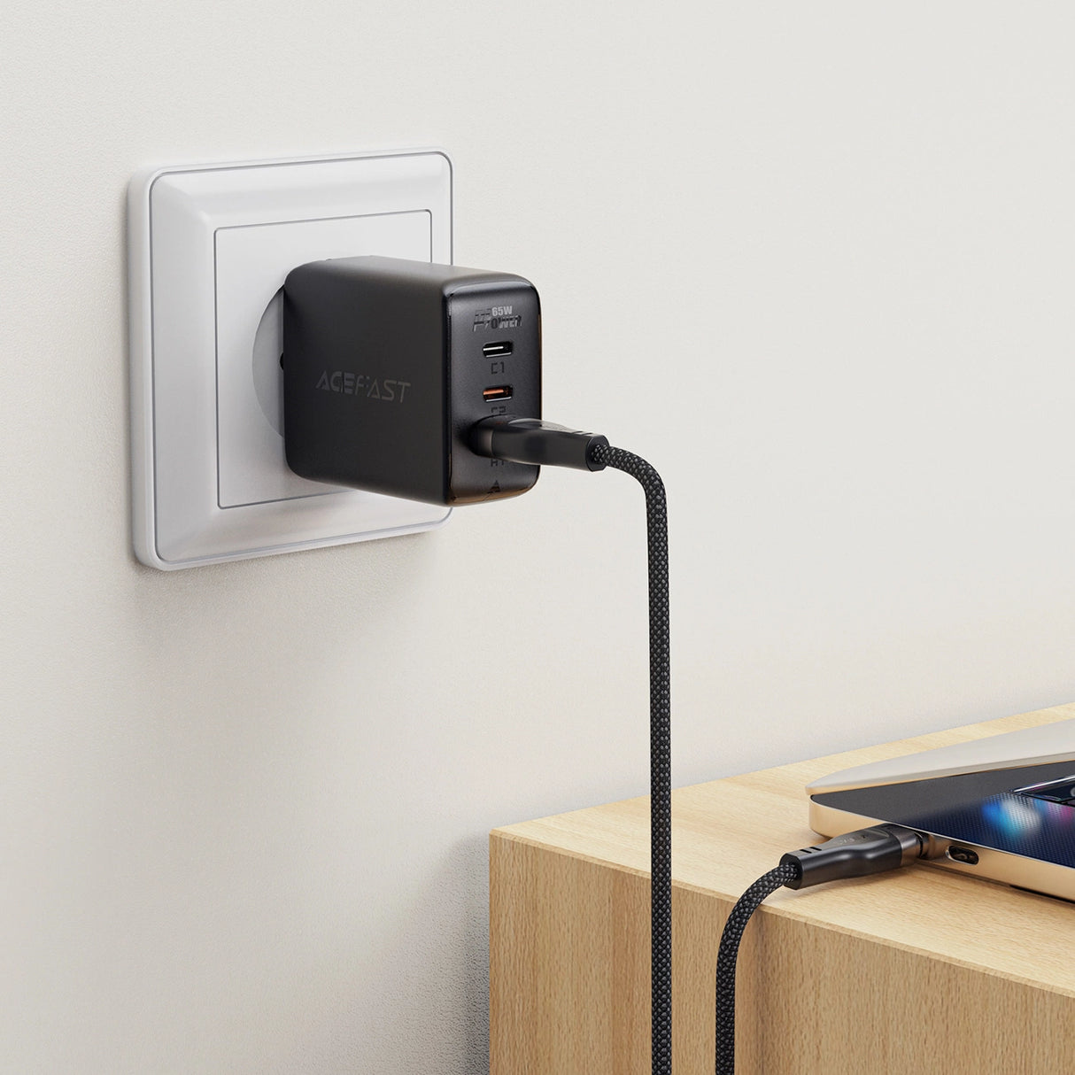 Acefast C11-04 USB-A - USB-C 3A Kabel 1,2 m Magnetisk Tråd - sort