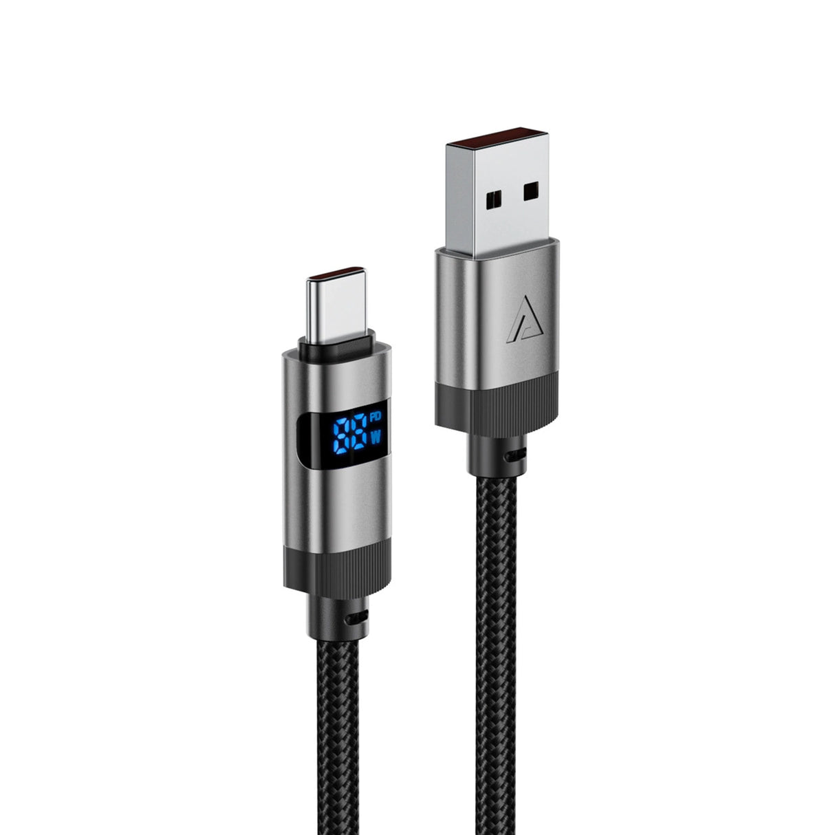 Acefast C15-04 USB-A - USB-C-kabel med skærm 480Mb/s 66W 1,2m - sort