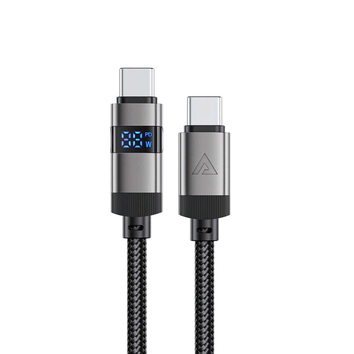 Acefast C15-03 USB-C - USB-C-kabel med display 480Mb/s 60W 1,2m - sort