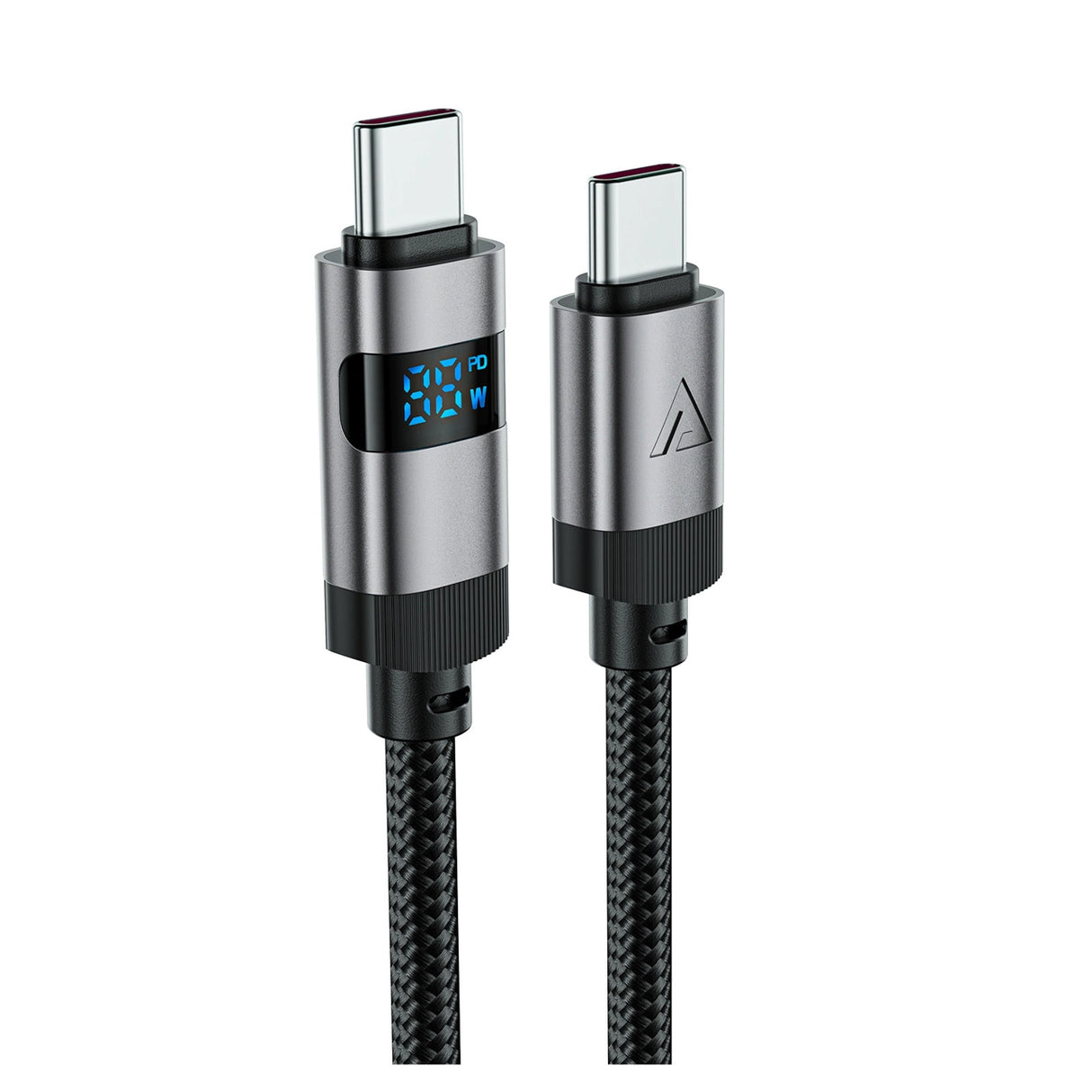 Acefast C15-03 USB-C - USB-C-kabel med display 480Mb/s 60W 1,2m - sort