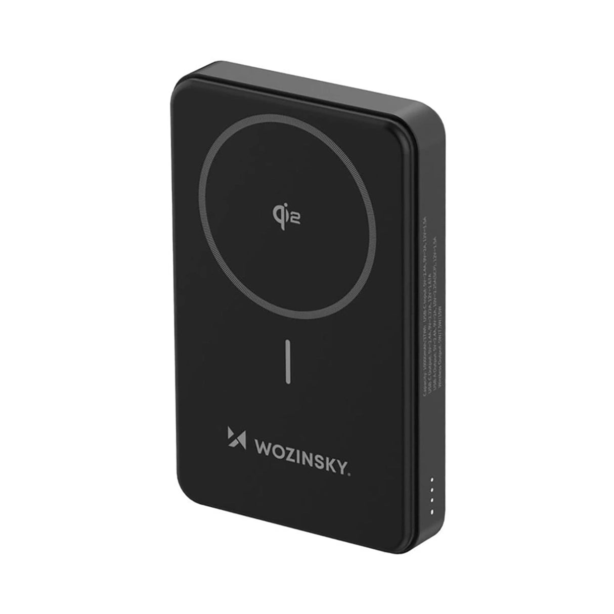 Powerbank Wozinsky WLWP-10KA0Y3S 22.5W PD Qi2 10000 mAh, med stativ, 1x USB-A, 1x USB-C - sort