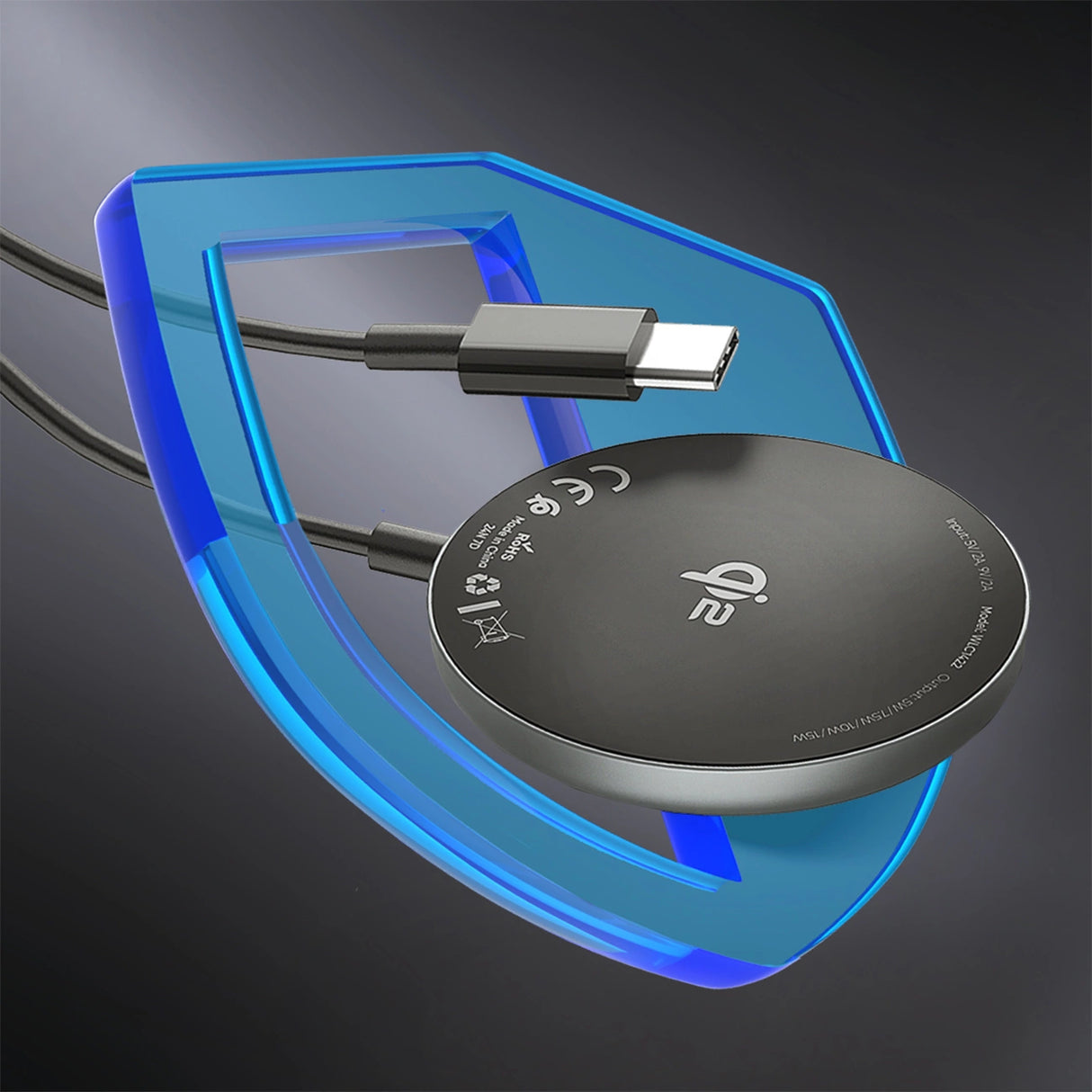 Wozinsky 15W trådløs Qi2 induktiv oplader - sort