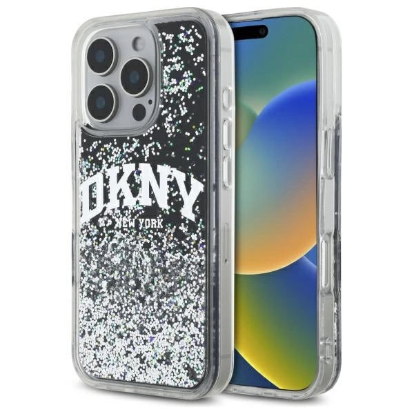 DKNY DKHCP16LLBNAEK iPhone 16 Pro 6.3" sort/sort hardcase Liquid Glitter Arch Logo