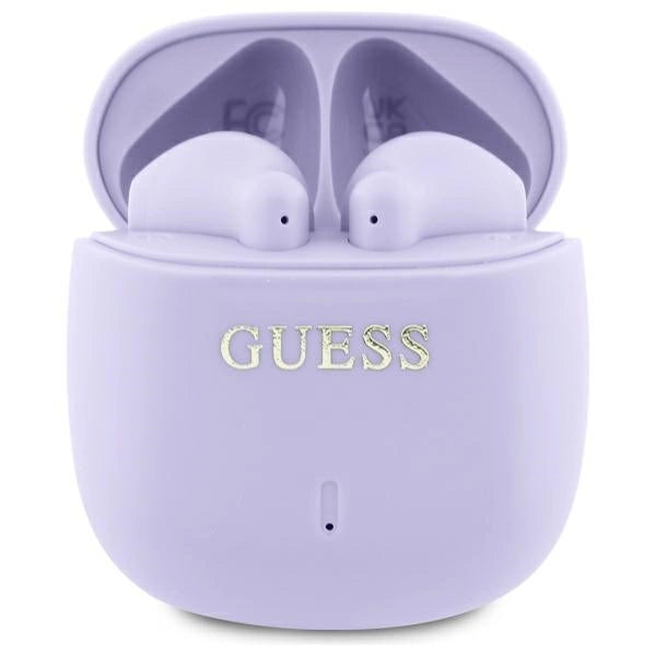 Guess Bluetooth-hovedtelefoner GUTWSJ14ESGU TWS + docking station lilla/lila Printet klassisk logo