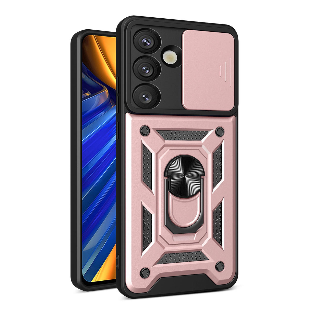 Hybrid Armor Camshield med Camera Cover og Metal Ring til Samsung Galaxy S25 - Pink