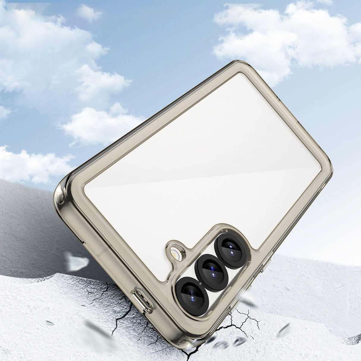 Udendørs rumkasse med gelramme til Samsung Galaxy S25 - Clear Black