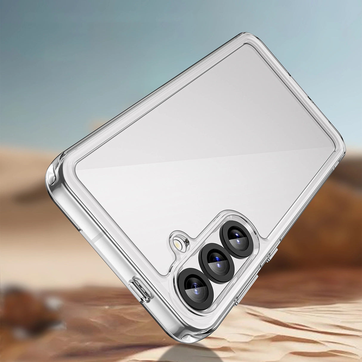 Udendørs rumkasse med gelramme til Samsung Galaxy S25+ - gennemsigtig