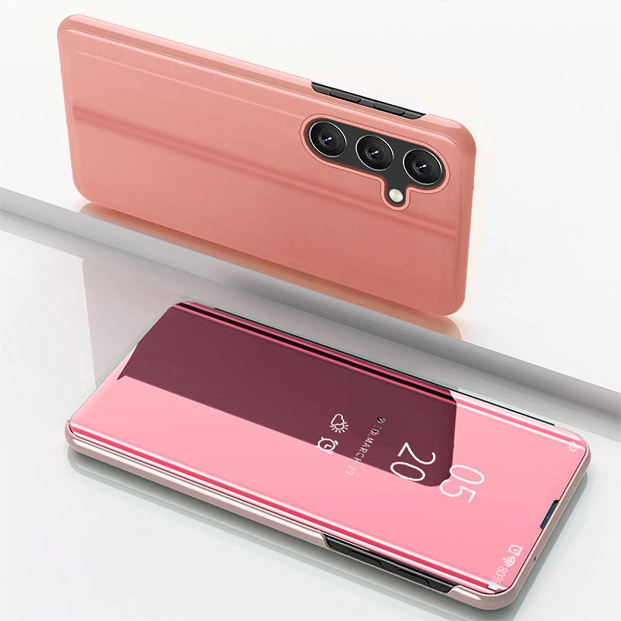 Clear View Case til Samsung Galaxy S24 FE Cover med Flip - Pink