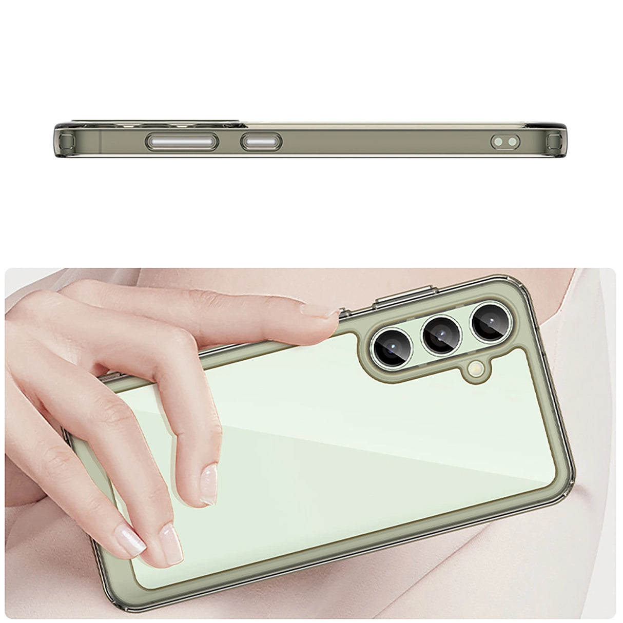 Udendørs rumkasse med gelramme til Samsung Galaxy S24 FE - Clear Black