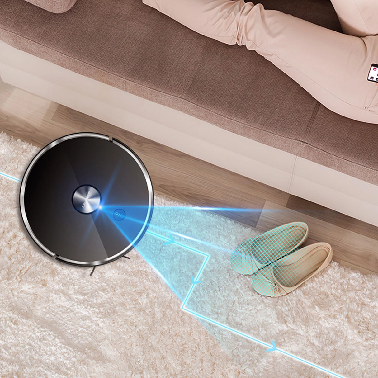 UWANT U100 Robotstøvsuger med Mop-funktion + opladnings-/rensestation - sort