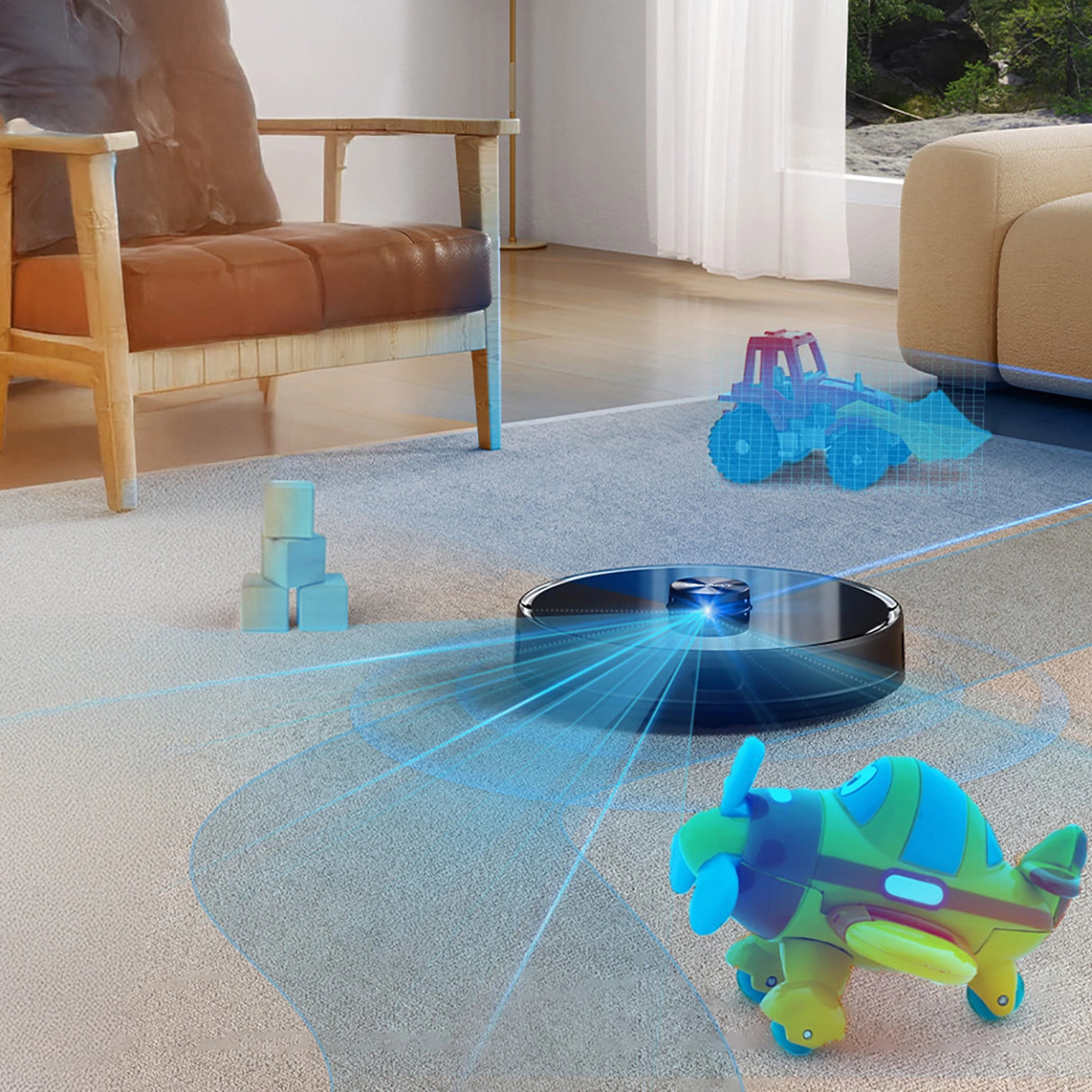 UWANT U100 Robotstøvsuger med Mop-funktion + opladnings-/rensestation - sort