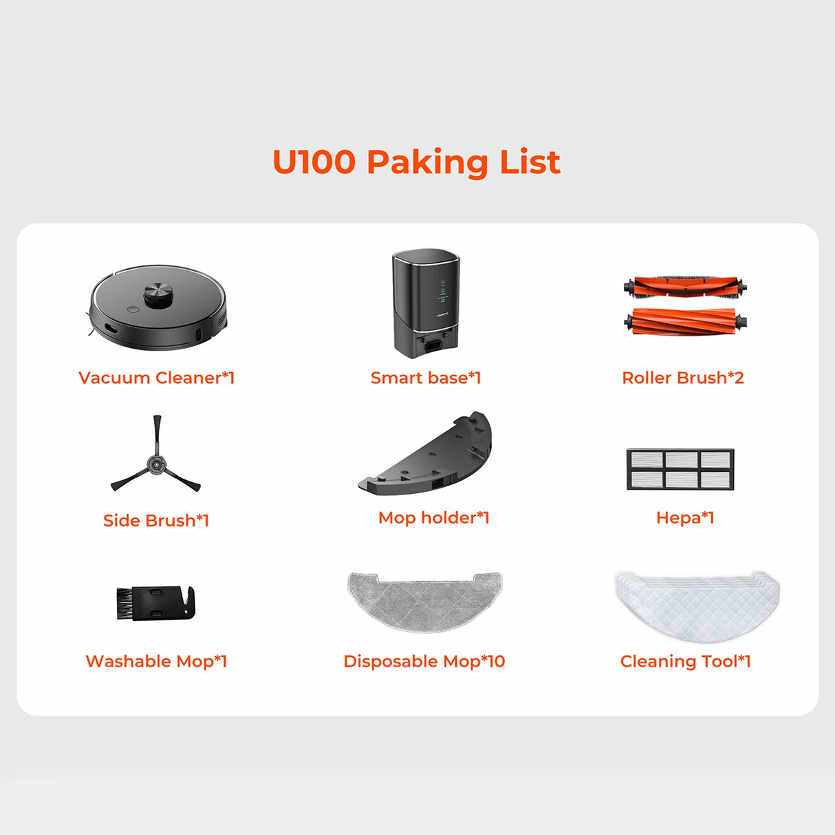 UWANT U100 Robotstøvsuger med Mop-funktion + opladnings-/rensestation - sort