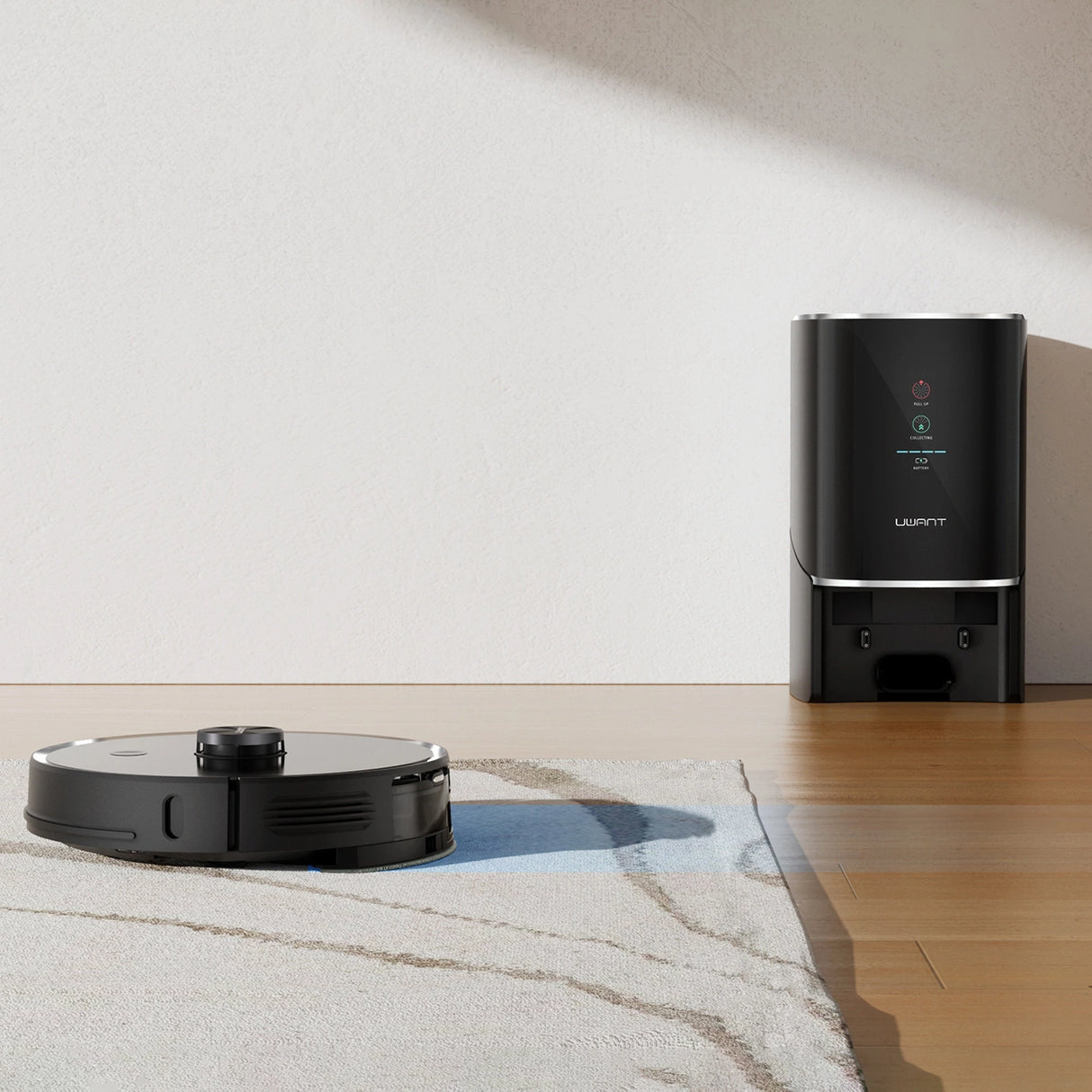 UWANT U100 Robotstøvsuger med Mop-funktion + opladnings-/rensestation - sort