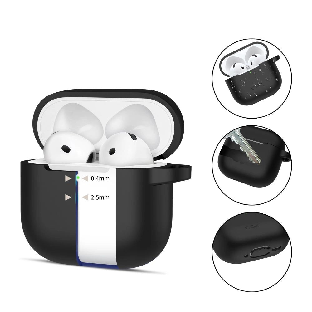 Tech-Protect Silicone Hook Case til AirPods 4 - sort
