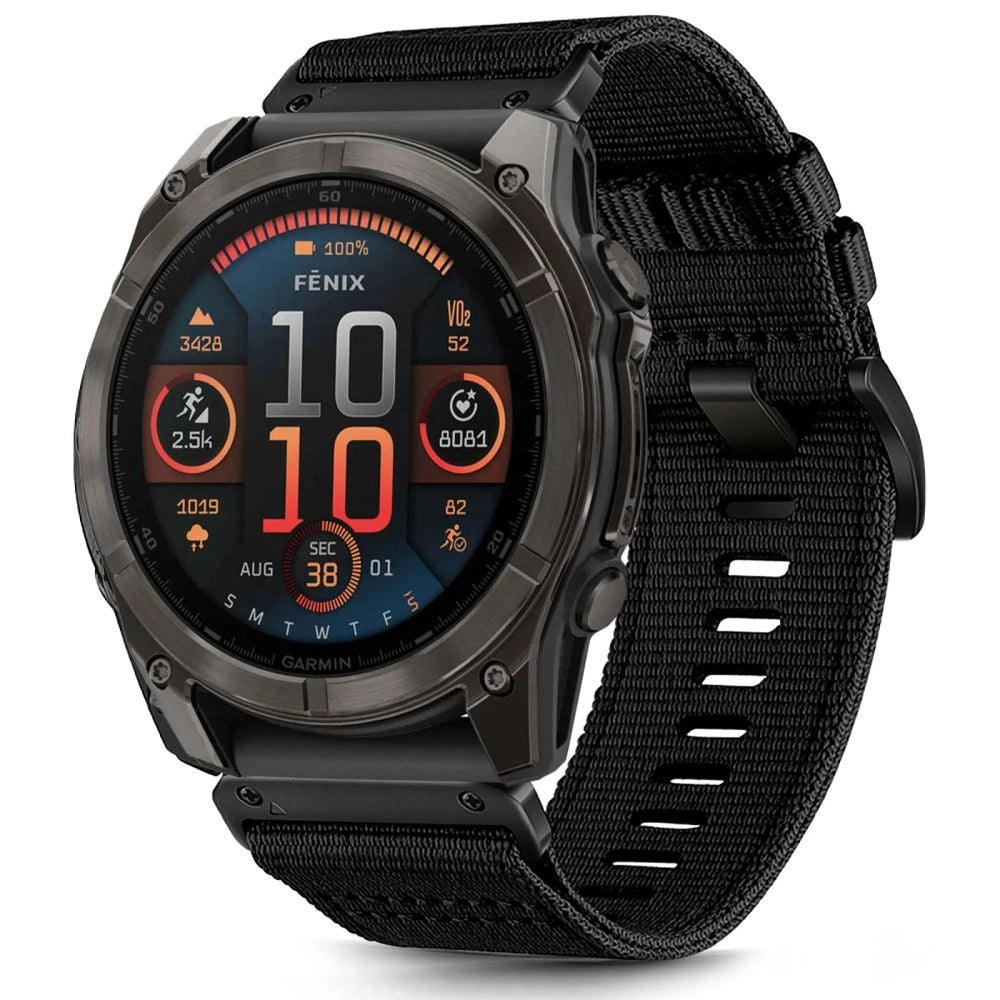 Tech-Protect Nylon Strap til Garmin Fenix 5X / 5X PLUS / 6X / 6X PRO / 7X / 8 (51 mm) - sort