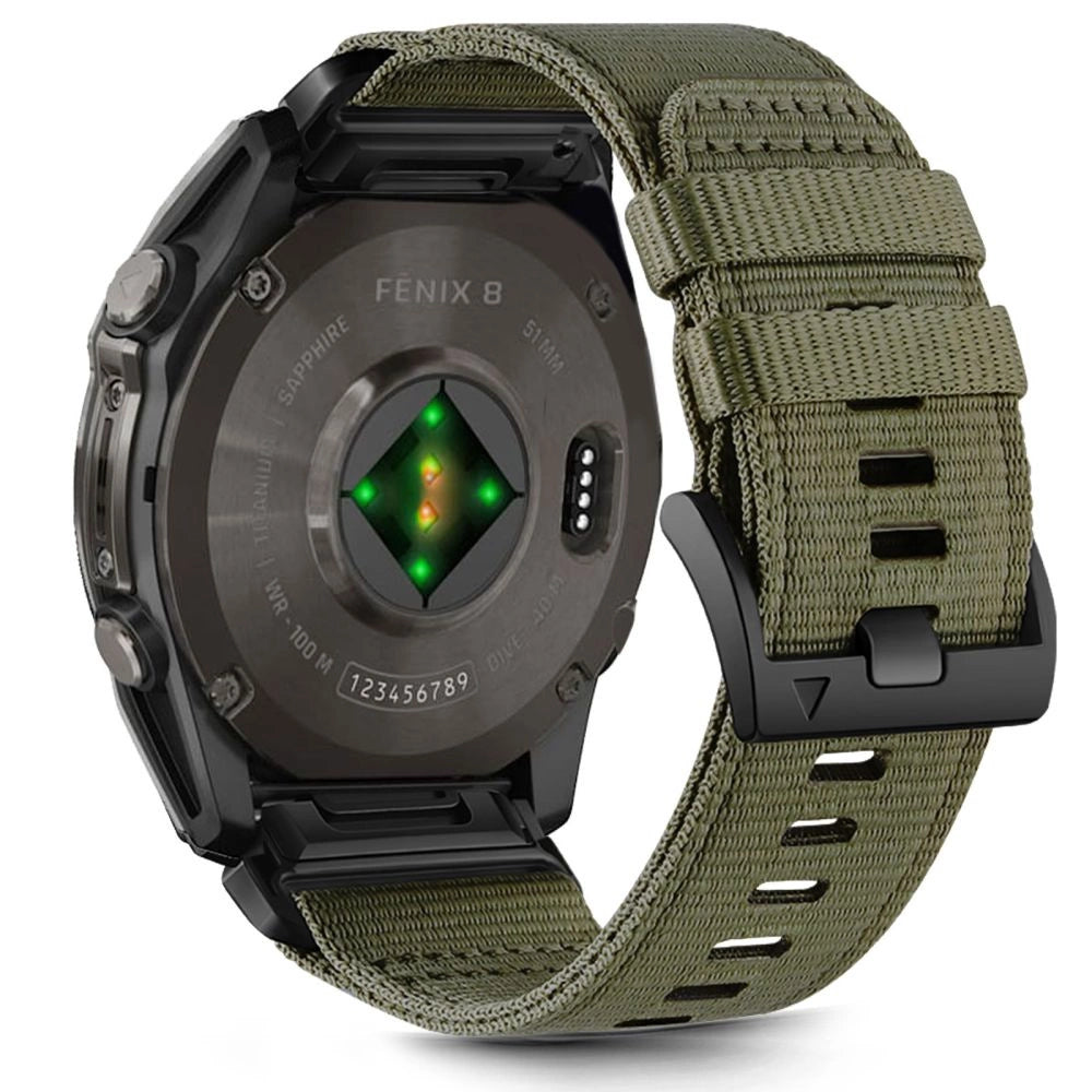 Tech-Protect Nylon rem til Garmin Fenix 5X / 5X PLUS / 6X / 6X PRO / 7X / 8 (51 mm) - grønt