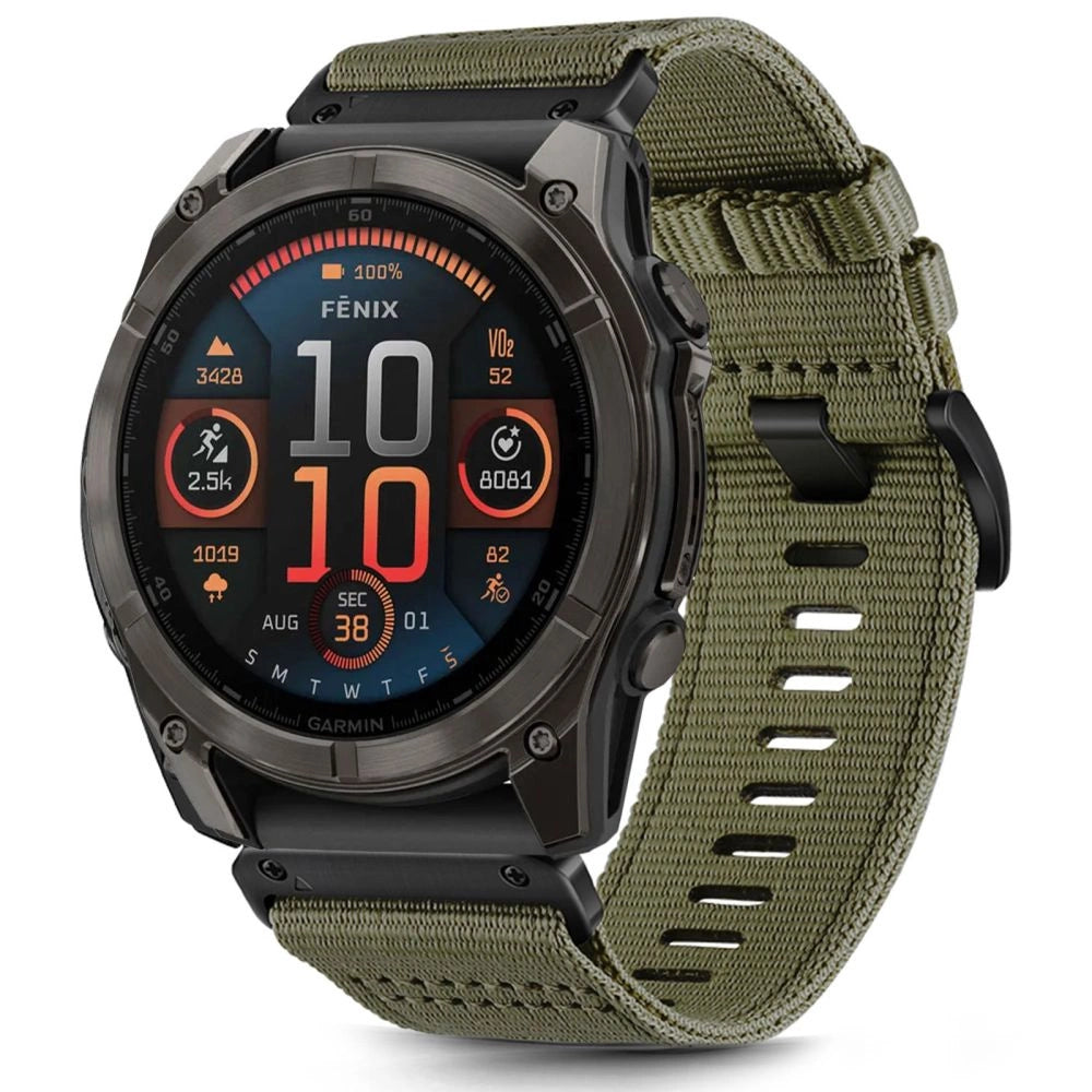 Tech-Protect Nylon rem til Garmin Fenix 5X / 5X PLUS / 6X / 6X PRO / 7X / 8 (51 mm) - grønt