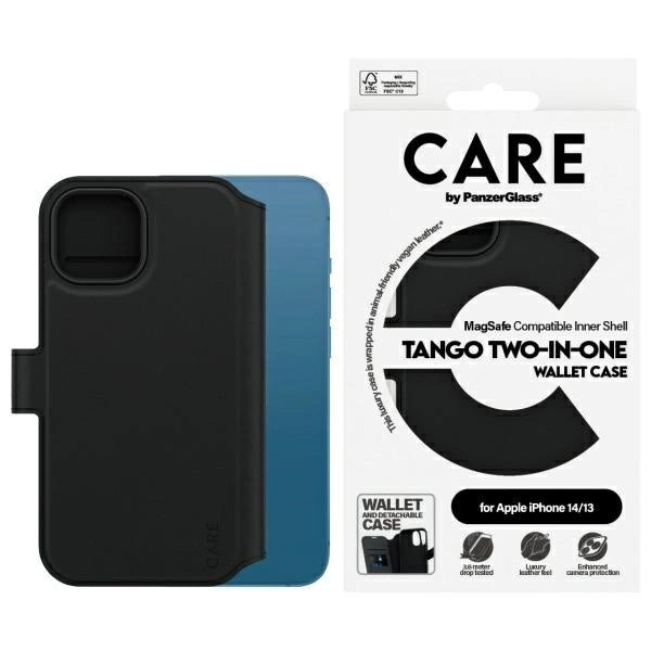 CARE af PanzerGlass Feature Tango 2in1 Wallet MagSafe Case til iPhone 13 / 14 - sort