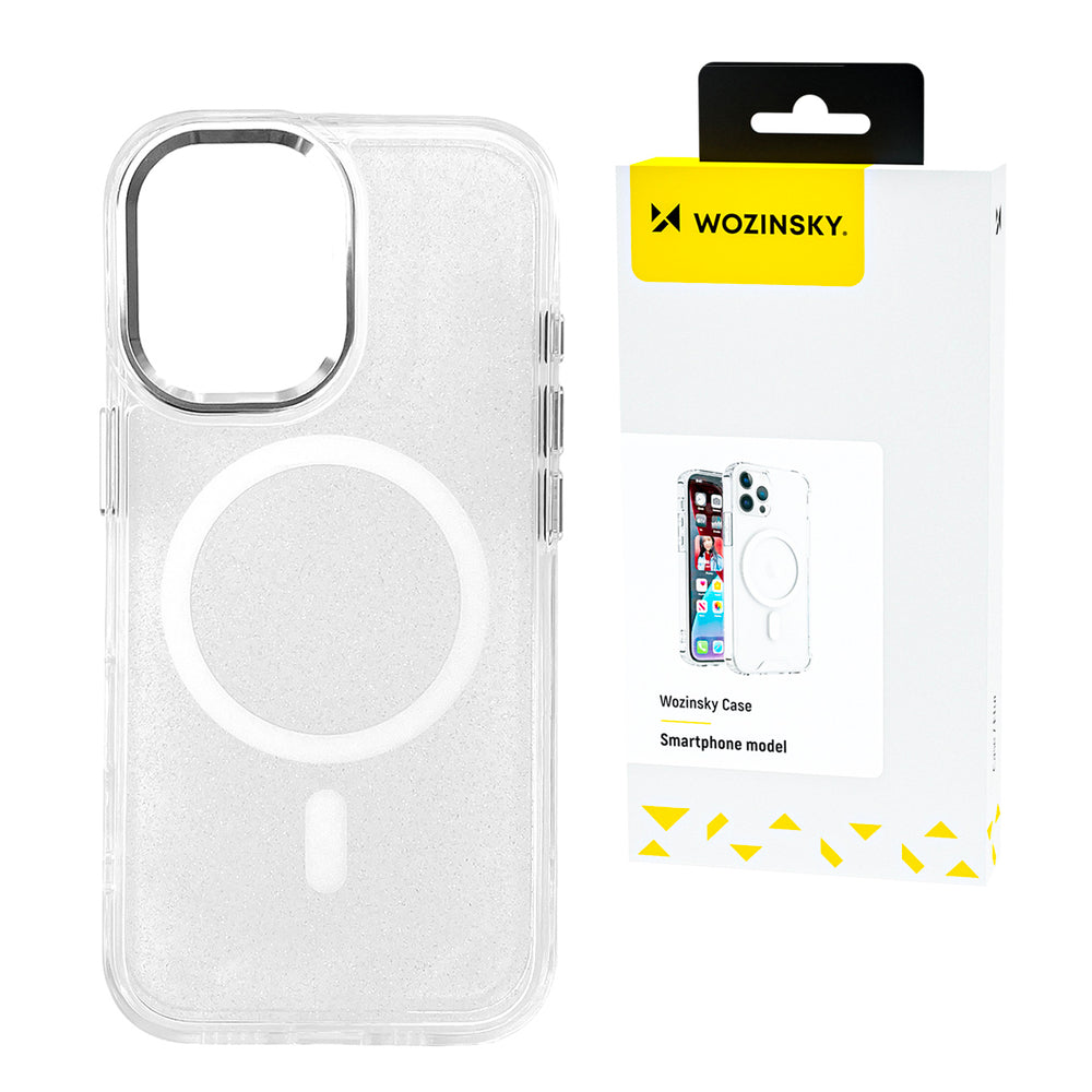 Wozinsky Glitter Case med Mag Safe til Samsung Galaxy S25+ - Clear med Glitter