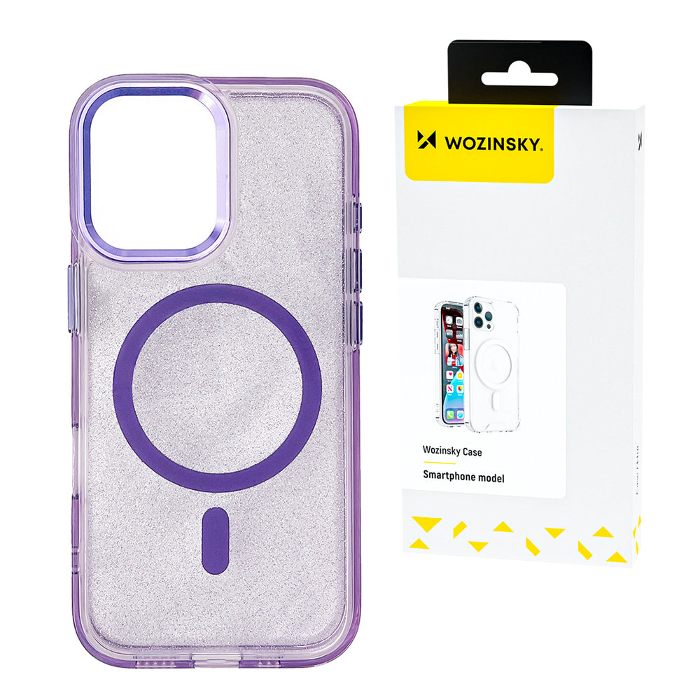 Wozinsky Glitter Case MagSafe til Samsung Galaxy S24 FE - lilla med glitter