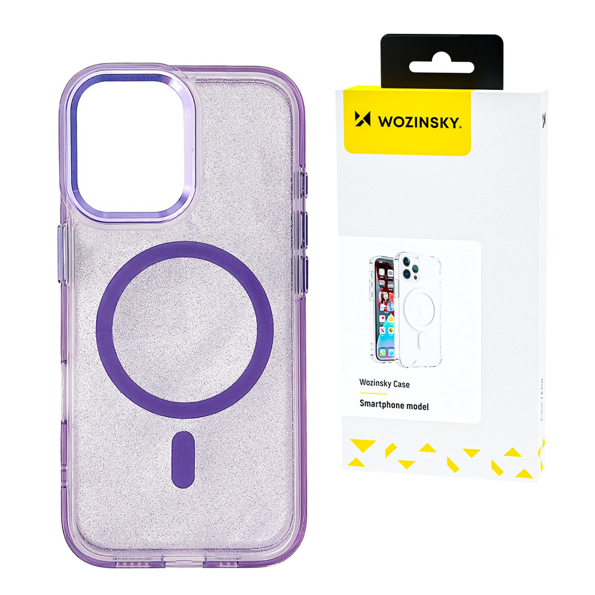 Wozinsky Glitter Case MagSafe for Samsung Galaxy S24 FE - Purple with Glitter