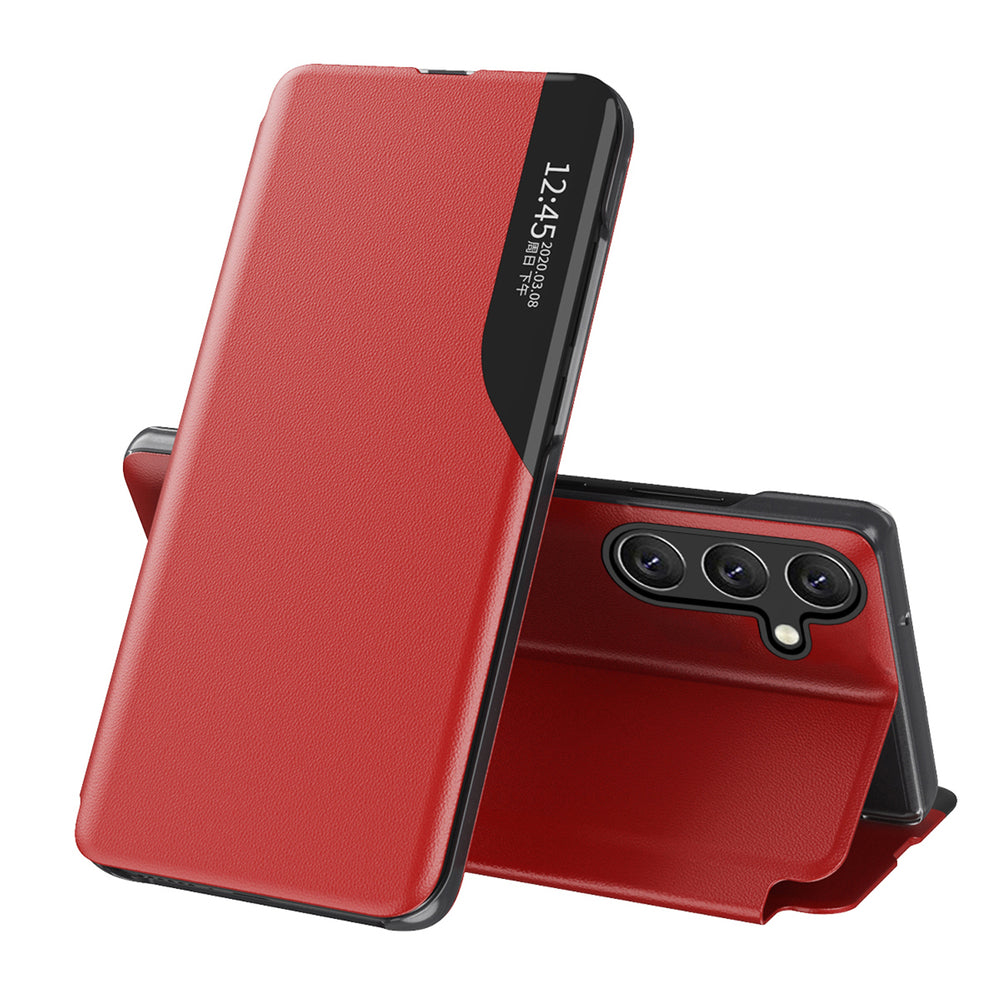 Eco Leather View Case elegant kuffert med flap og standfunktion til Samsung Galaxy A26 - rød