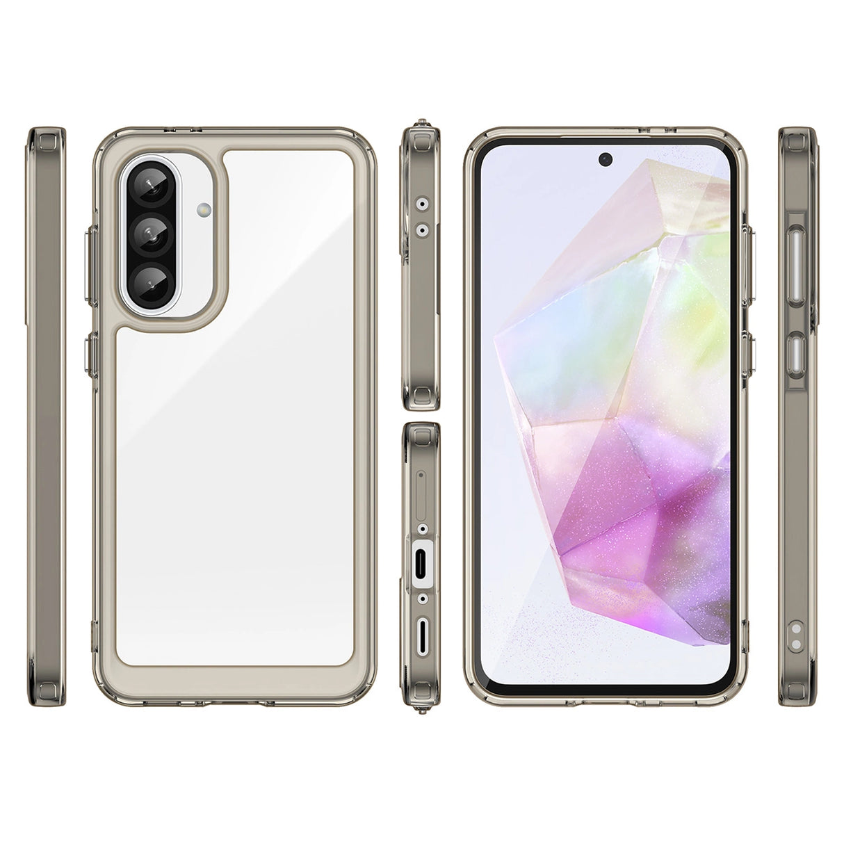 Outer Space Case for Samsung Galaxy A26 Cover med Fleksibel ramme - Halvt gennemsigtigt, sort