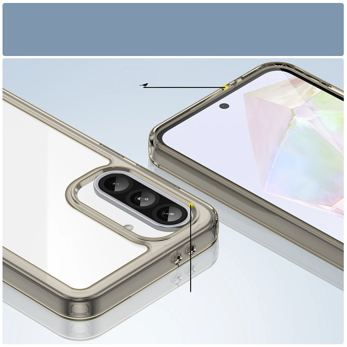 Outer Space Case for Samsung Galaxy A26 Cover med Fleksibel ramme - Halvt gennemsigtigt, sort