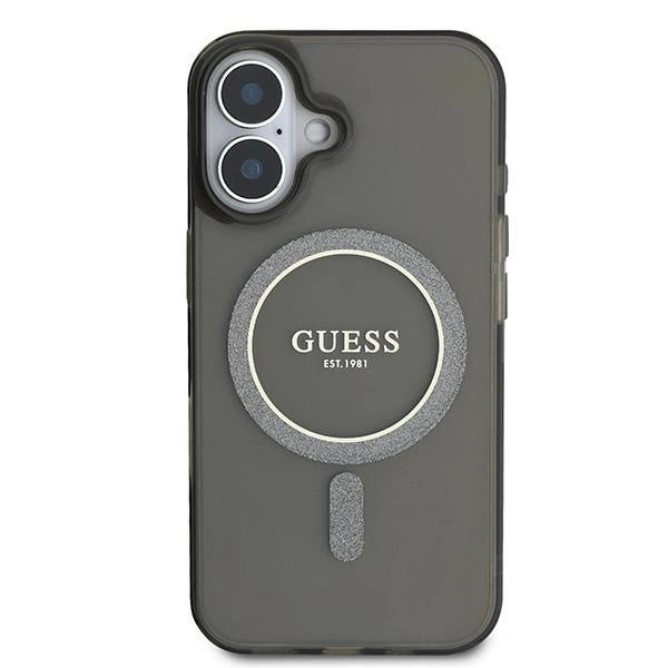 Guess IML Glitter Circle MagSafe-hylster til iPhone 16 - sort