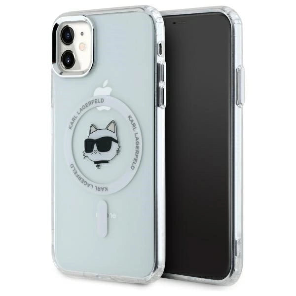Karl Lagerfeld IML Metal Choupette Head MagSafe iPhone 11 Case - White