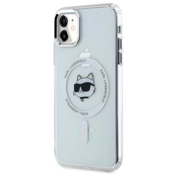 Karl Lagerfeld IML Metal Choupette Head MagSafe iPhone 11 Case - White