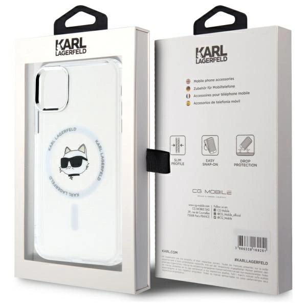 Karl Lagerfeld IML Metal Choupette Head MagSafe iPhone 11 Case - White