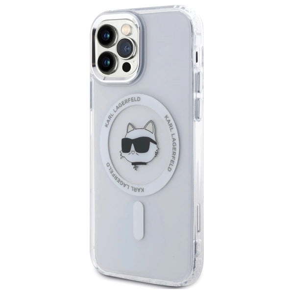 Karl Lagerfeld IML Metal Choupette Head MagSafe iPhone 12 Case - White