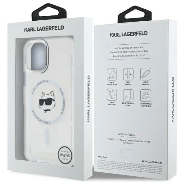 Karl Lagerfeld IML Metal Choupette Head MagSafe iPhone 12 Case - White