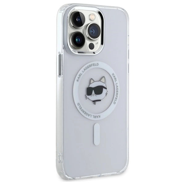 Karl Lagerfeld IML Metal Choupette Head MagSafe iPhone 13 Pro Case - White