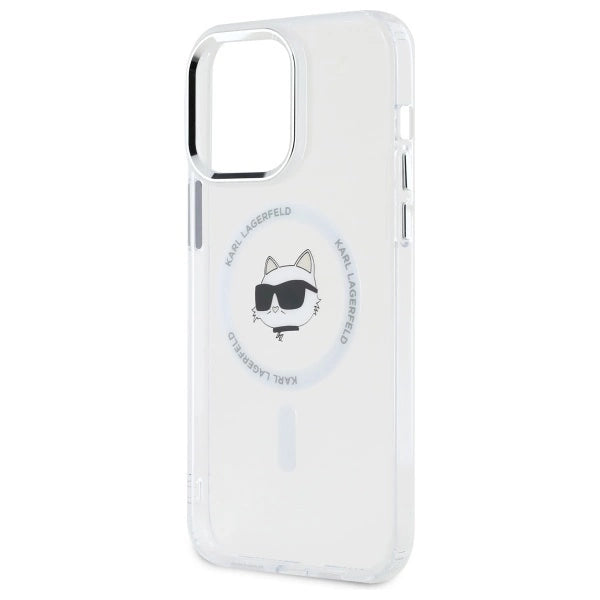 Karl Lagerfeld IML Metal Choupette Head MagSafe iPhone 13 Pro Case - White