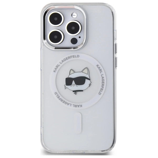 Karl Lagerfeld IML Metal Choupette Head MagSafe iPhone 14 Pro Case - White