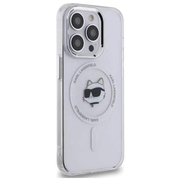 Karl Lagerfeld IML Metal Choupette Head MagSafe iPhone 14 Pro Case - White