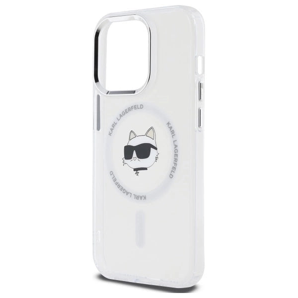 Karl Lagerfeld IML Metal Choupette Head MagSafe iPhone 14 Pro Case - White