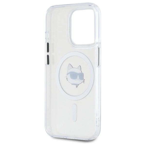 Karl Lagerfeld IML Metal Choupette Head MagSafe iPhone 15 Pro Case - White