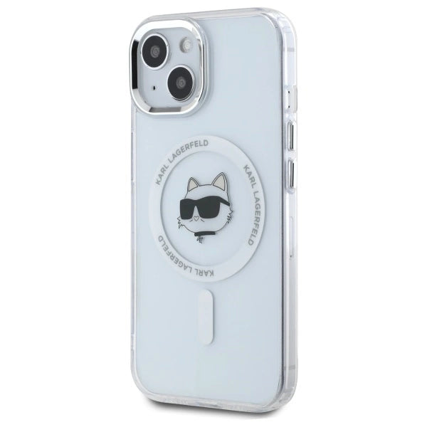 Karl Lagerfeld IML Metal Choupette Head MagSafe iPhone 15 Case - White