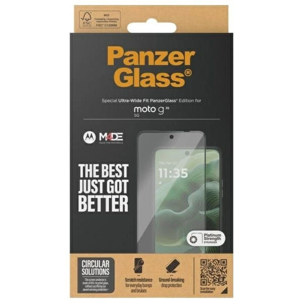 PanzerGlass skærmbeskyttelse Ultra-Wide Fit tempereret glas til Motorola Moto G35 5G