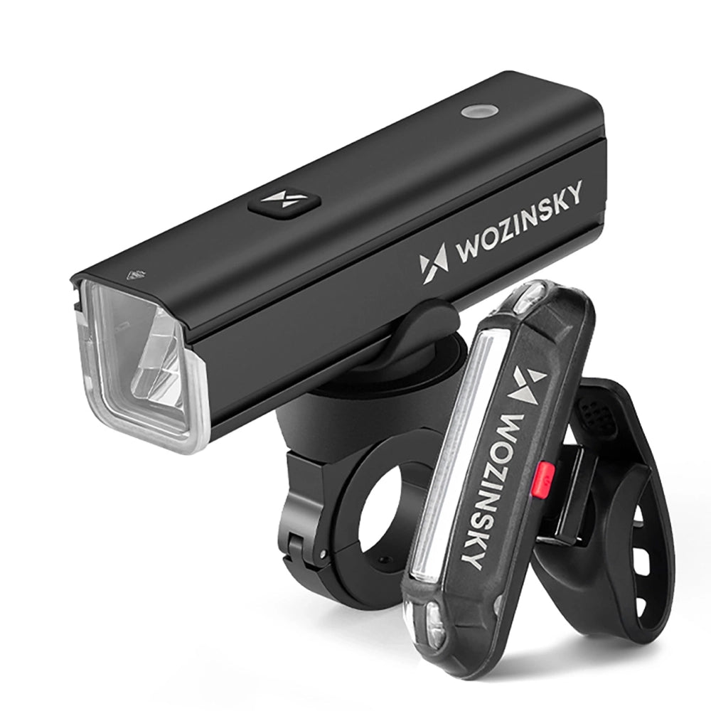 Wozinsky WSBLB3 Forside (1000 lm) og bageste USB-C Bike Light Set - sort