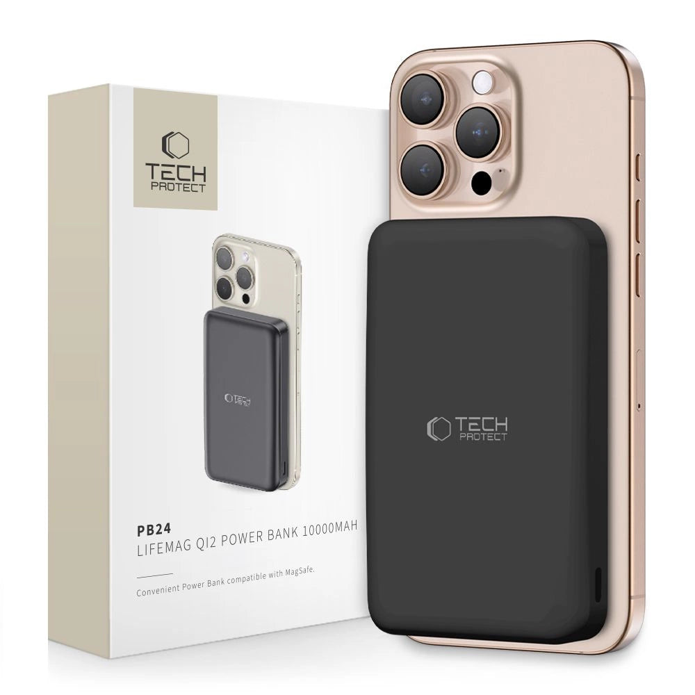 Powerbank Tech-Protect PB24 LifeMag QI2 MagSafe 10000 mAh - sort