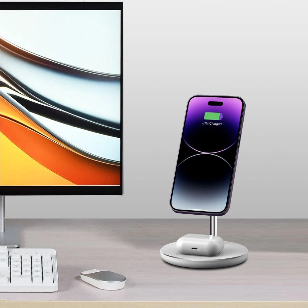 Tech-Protect QI15W-A39 2in1 MagSafe-opladningsstation - sort