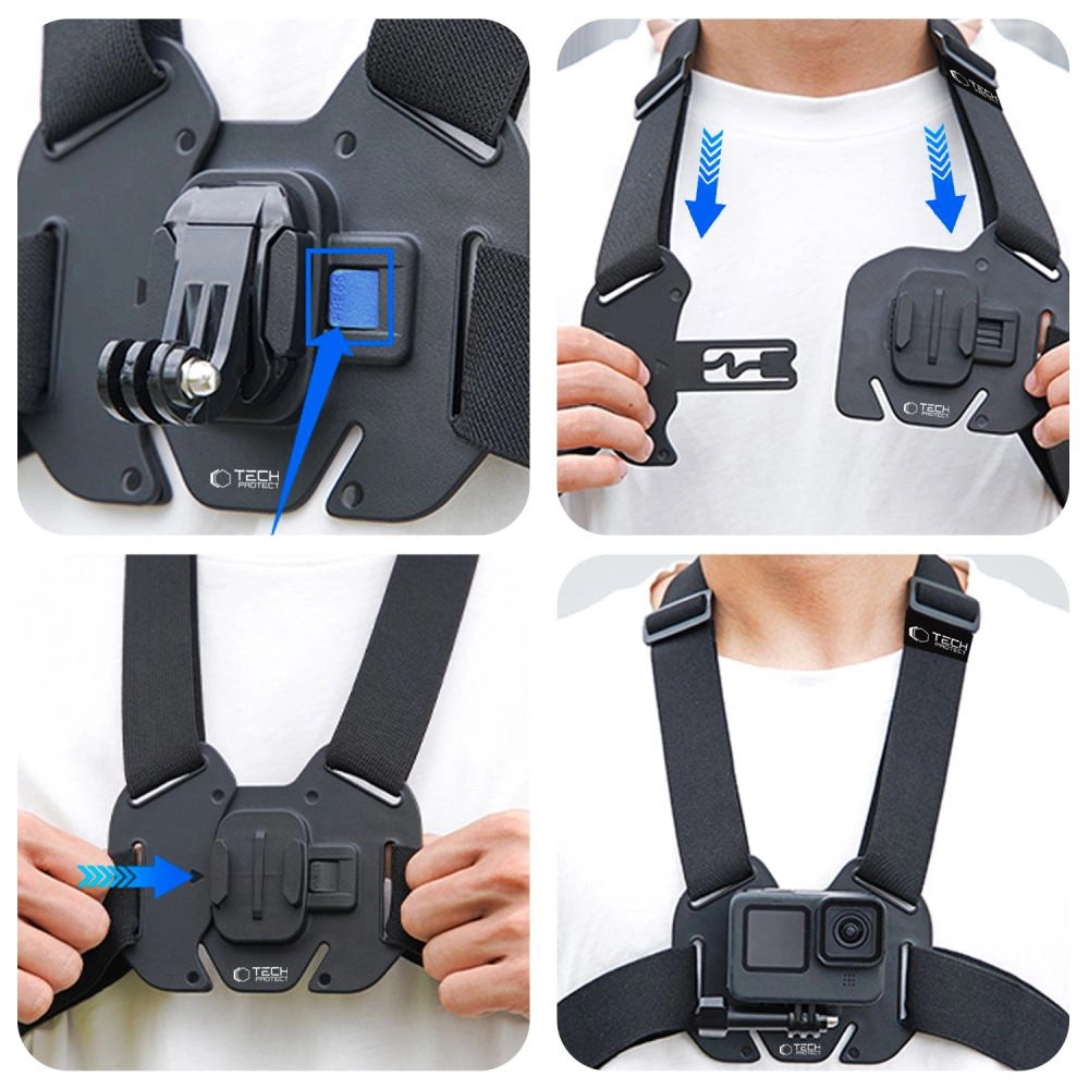 Tech-Protect GA100 Chest Mount til GoPro / DJI - sort