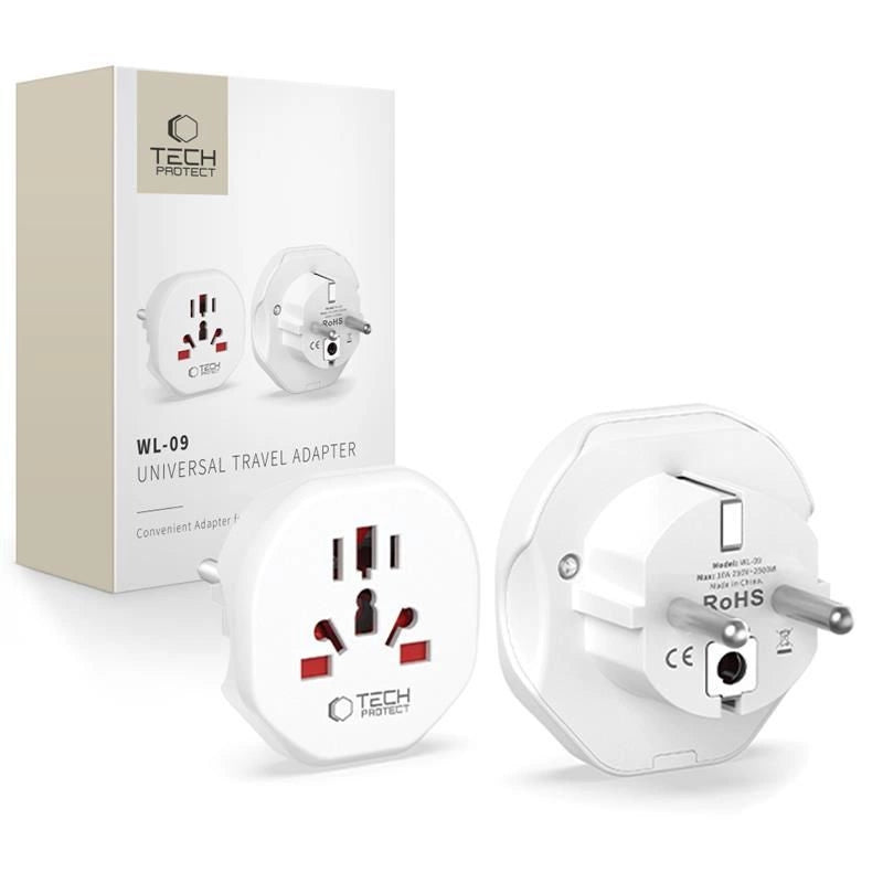 Tech-Protect Universal Travel Adapter til EU - hvid