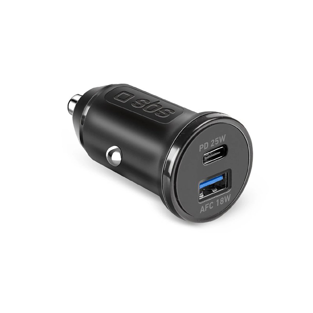 SBS TECRPD25W Biloplader 25W USB-A USB-C med strømforsyning - sort