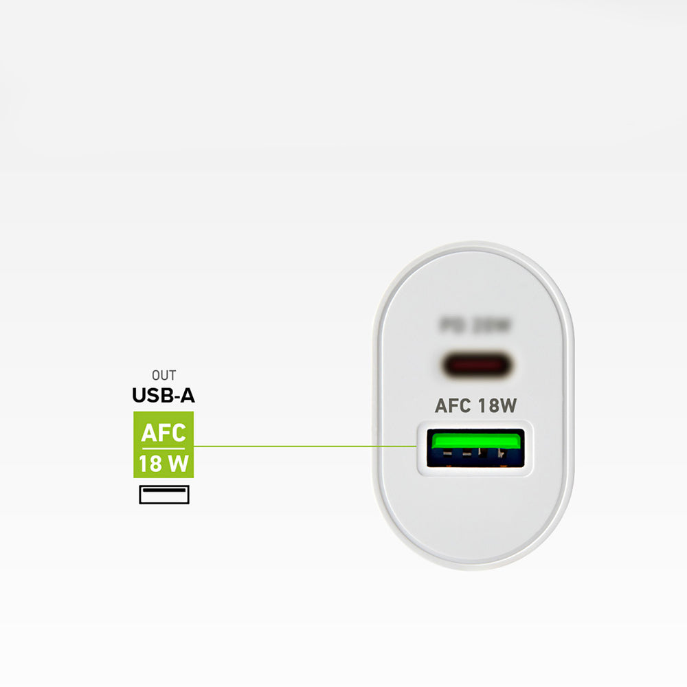SBS TETRPD20W 20W USB-A USB-C Wall Charger med Power Delivery - hvid